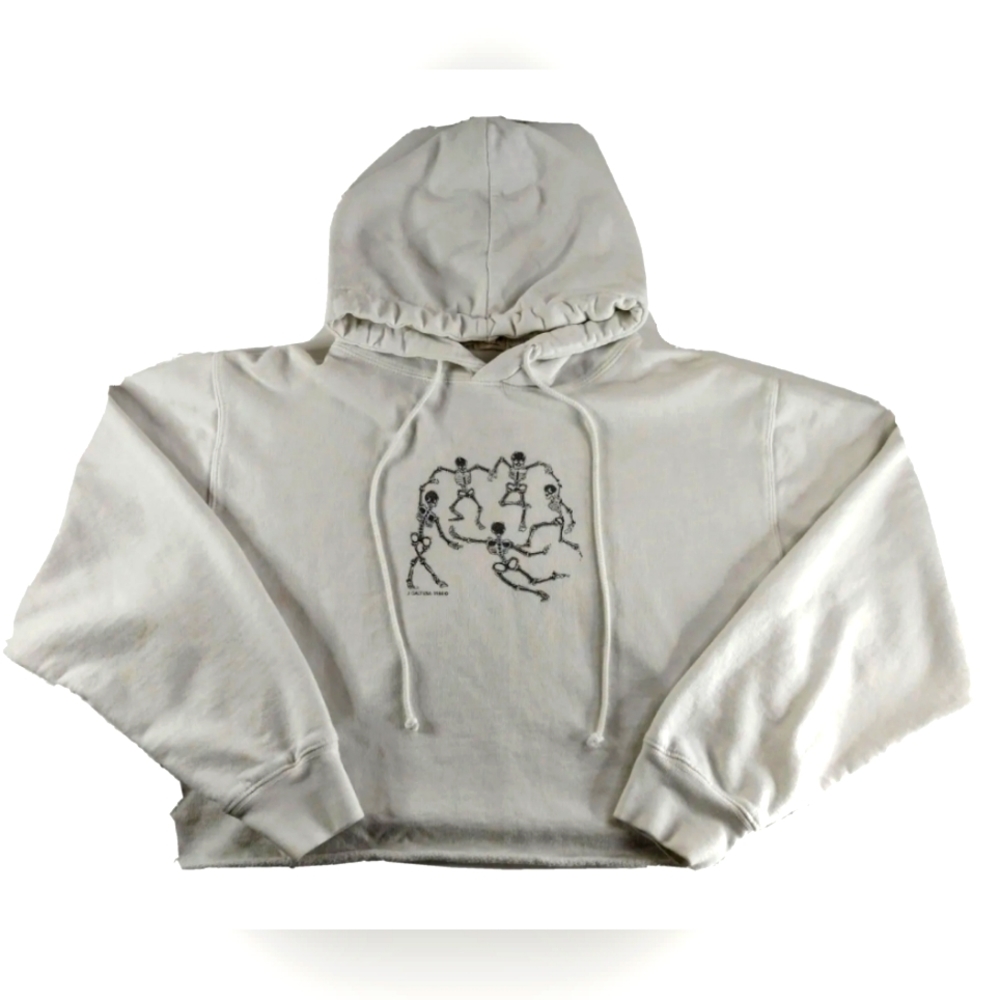 Brandy Melville Dancing Skeletons Vintage Style Hoodie Crop Top Size S